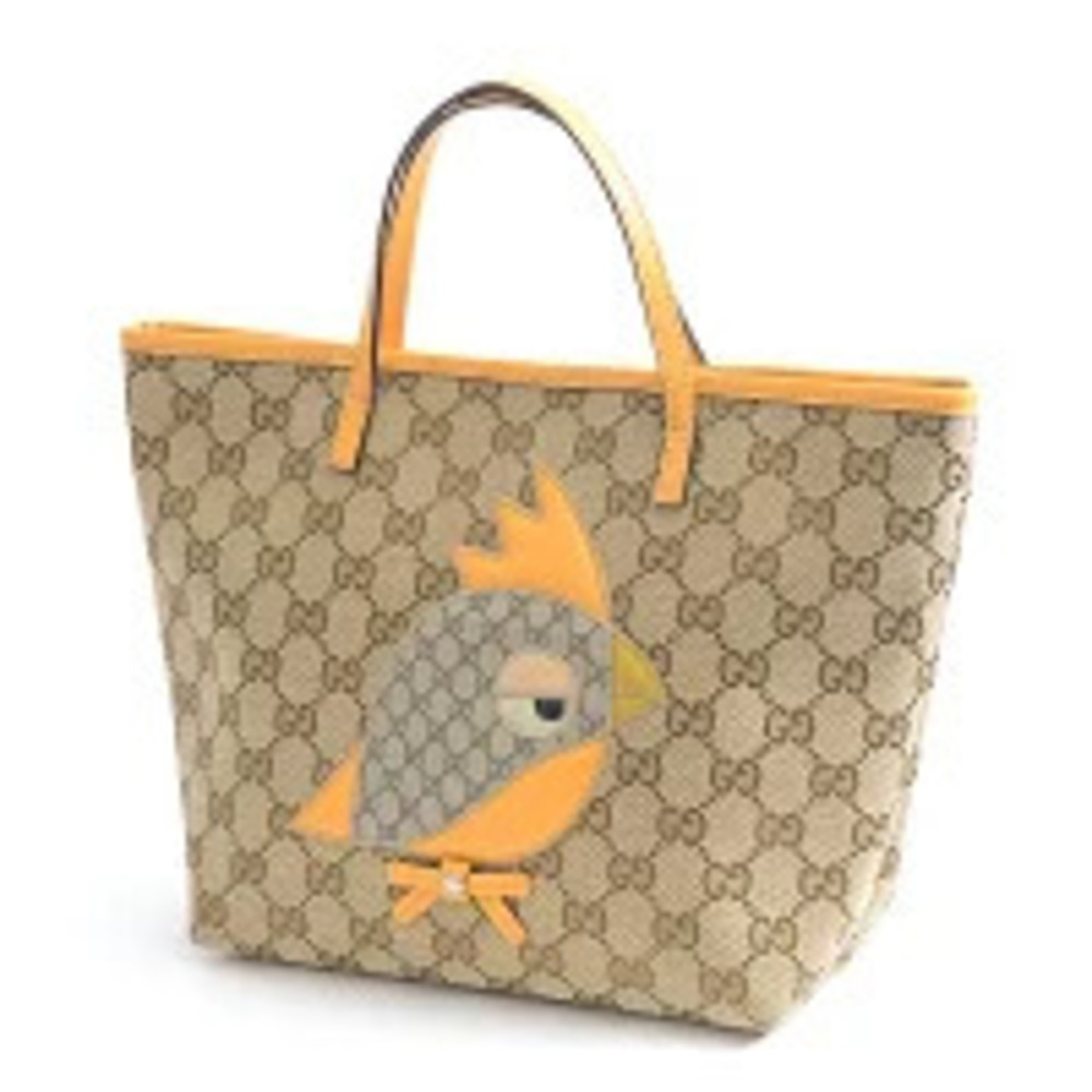 Gucci GG Canvas Papagallo Tote Bag Bird Beige Yellow